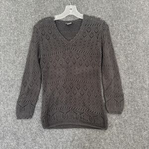 Polo Jeans Co Ralph Lauren Sweater Women's Small Black V Neck Open Knit Boho